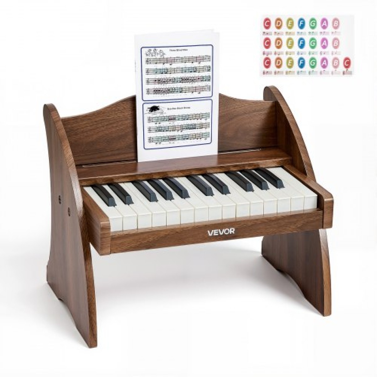 Πληκτρολόγιο VEVOR Kids Piano, Ξύλινο ψηφιακό πιάνο 25 πλήκτρων για παιδιά, Μίνι μουσικό εκπαιδευτικό όργανο παιχνίδι με ρεαλιστικό ήχο, διπλή ισχύς, ρυθμιζόμενη ένταση για νήπια, αγόρια κορίτσια εκμάθηση, καρυδιά