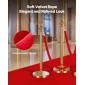 VEVOR 4 τεμ. Red Velvet Stanchion Ropes, 1,5 m Crowd Control Stanchion Red Velvet Ropes with Silver Hooks, Post Queue Barrier Carpet Rope for Carpet Events Κινηματογράφοι Μεγάλα εγκαίνια Ξενοδοχεία Πάρτι