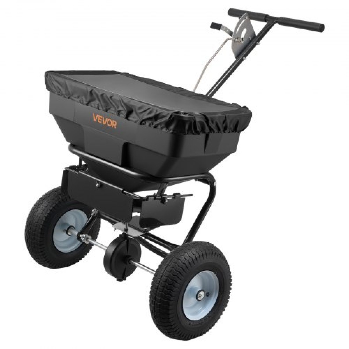 VEVOR Walk-Behind Spreader, πλάτος διασποράς 3,66 m, Push Broadcast Spreader με ελαστικά παντός εδάφους 13", Ρυθμιζόμενος έλεγχος ροής, χοάνη χωρητικότητας 59 kg, Διανομείς γκαζόν για λιώσιμο πάγου σπόρων λιπασμάτων