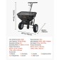 VEVOR Walk-Behind Spreader, πλάτος διασποράς 3,66 m, Push Broadcast Spreader με ελαστικά παντός εδάφους 13", Ρυθμιζόμενος έλεγχος ροής, χοάνη χωρητικότητας 59 kg, Διανομείς γκαζόν για λιώσιμο πάγου σπόρων λιπασμάτων
