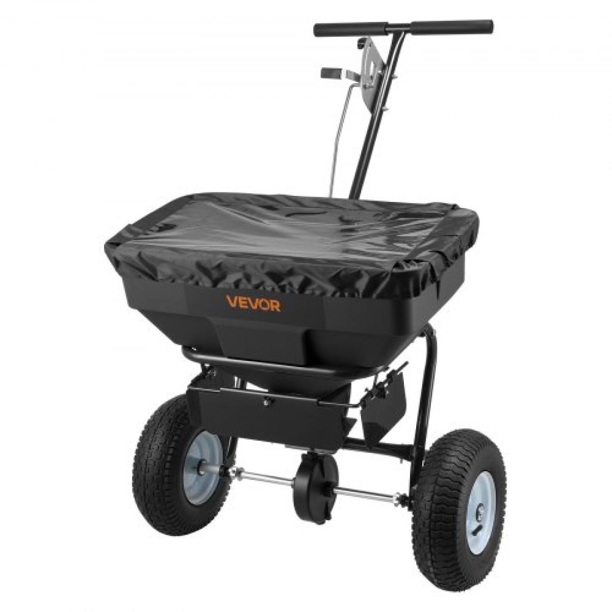 VEVOR Walk-Behind Spreader, πλάτος διασποράς 3,66 m, Push Broadcast Spreader με ελαστικά παντός εδάφους 13", Ρυθμιζόμενος έλεγχος ροής, χοάνη χωρητικότητας 59 kg, Διανομείς γκαζόν για λιώσιμο πάγου σπόρων λιπασμάτων