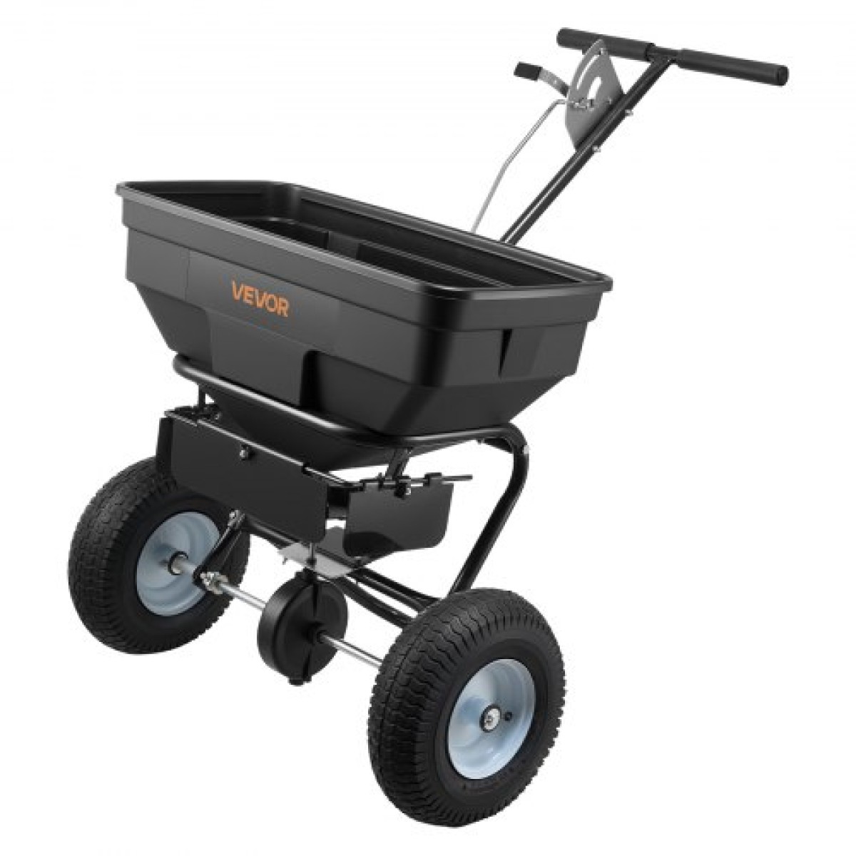 VEVOR Walk-Behind Spreader, πλάτος διασποράς 3,66 m, Push Broadcast Spreader με ελαστικά παντός εδάφους 13", Ρυθμιζόμενος έλεγχος ροής, χοάνη χωρητικότητας 59 kg, Διανομείς γκαζόν για λιώσιμο πάγου σπόρων λιπασμάτων