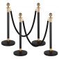 VEVOR Stanchion Post, 4 τεμ. Crowd Control Barrier Set με 2 Μαύρα Βελούδινα Σχοινιά, Ανοξείδωτο Stenchion Post Queue με Κοίλη Βάση για Θέατρο, Πάρτι, Γάμο, Έκθεση, Εκδήλωση (Μαύρο)
