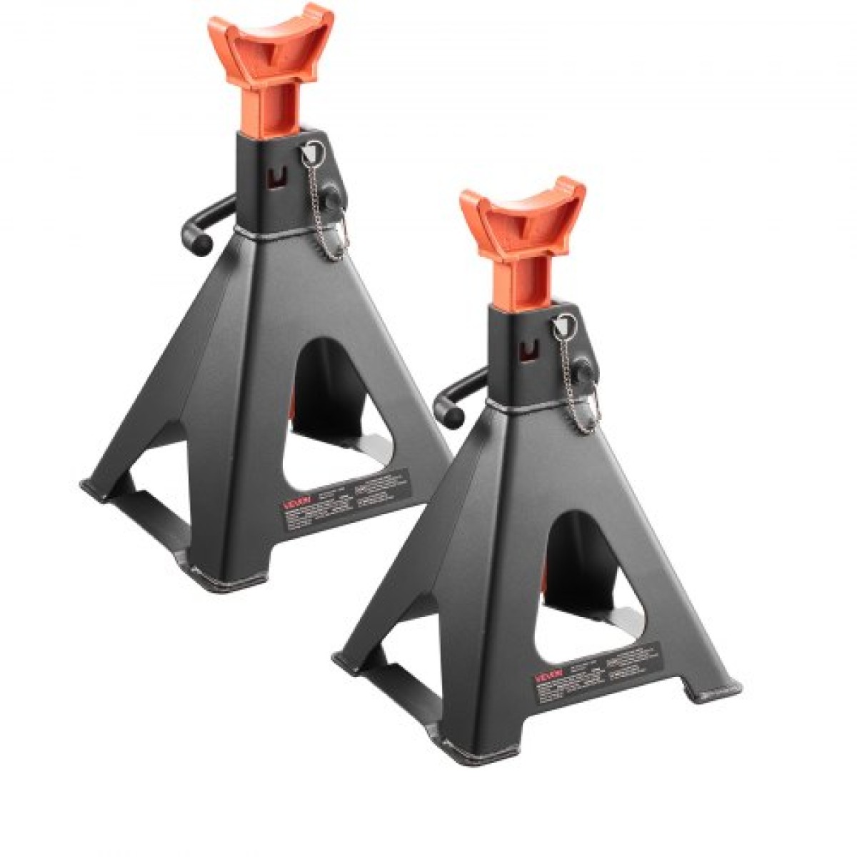 VEVOR Jack Stand, χωρητικότητα 6 Ton (13.000 lbs), 370-580 mm ρυθμιζόμενο ύψος, βαρέως τύπου Steel Jack Stand με διπλό κλείδωμα, για ανύψωση RV, Small Truck, Car, SUV, 1 Pair, Black and Orange