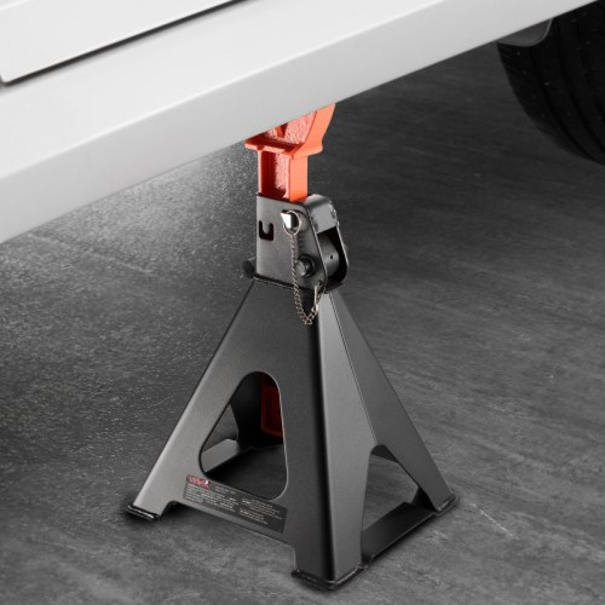 VEVOR Jack Stand, χωρητικότητα 6 Ton (13.000 lbs), 370-580 mm ρυθμιζόμενο ύψος, βαρέως τύπου Steel Jack Stand με διπλό κλείδωμα, για ανύψωση RV, Small Truck, Car, SUV, 1 Pair, Black and Orange
