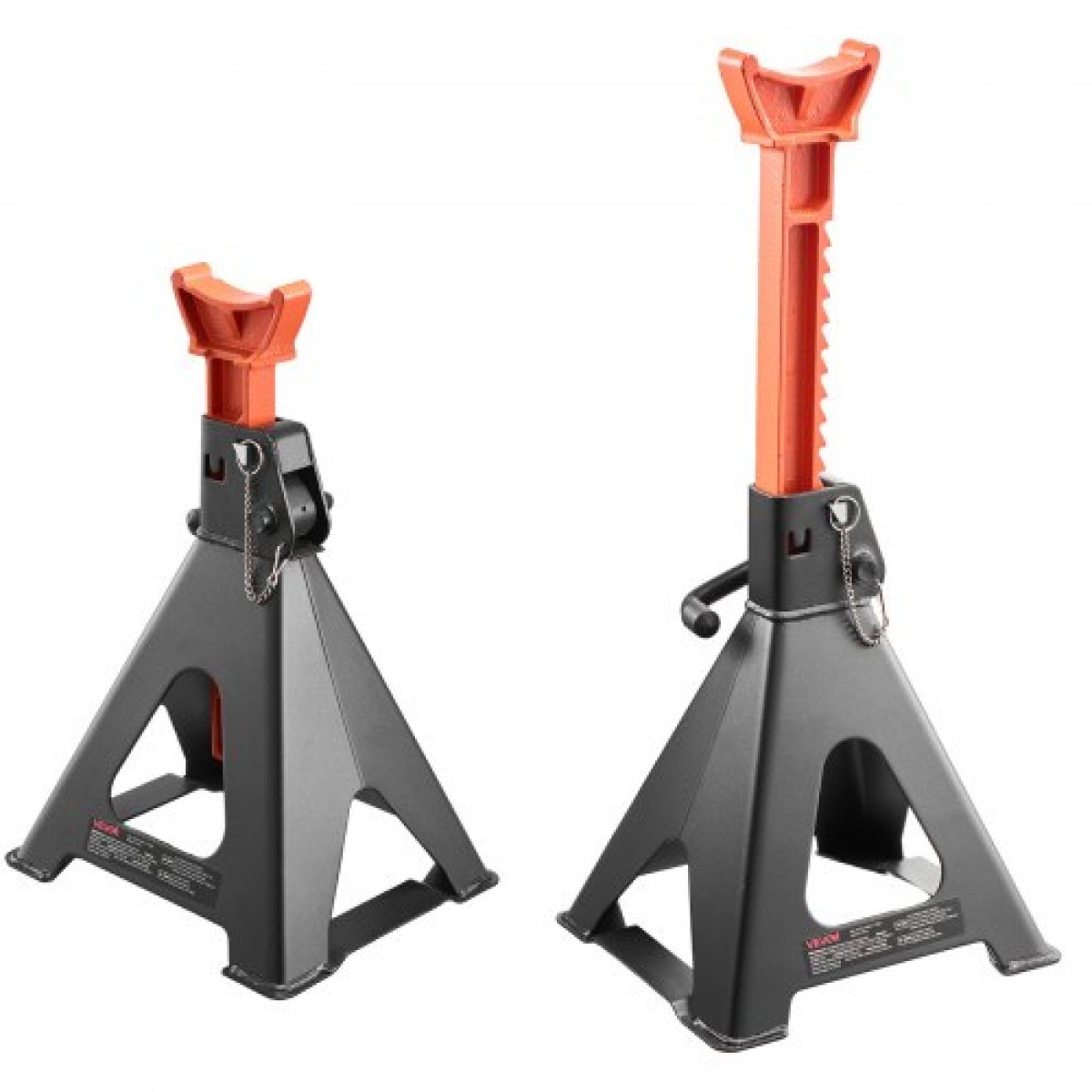 VEVOR Jack Stand, χωρητικότητα 6 Ton (13.000 lbs), 370-580 mm ρυθμιζόμενο ύψος, βαρέως τύπου Steel Jack Stand με διπλό κλείδωμα, για ανύψωση RV, Small Truck, Car, SUV, 1 Pair, Black and Orange