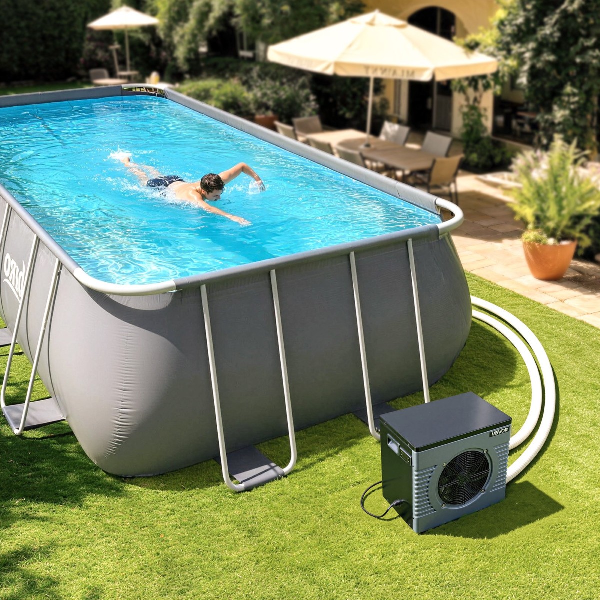 Αντλία θερμότητας πισίνας VEVOR 4920 W, Ηλεκτρικός θερμαντήρας πισίνας για πάνω από 18 m³, Max COP 5,29, Χαμηλό θόρυβο, Προστασία GFCI, 15-40 ℃ Θερμοκρασία θέρμανσης για κολύμπι και γυμναστική, 220V 50Hz