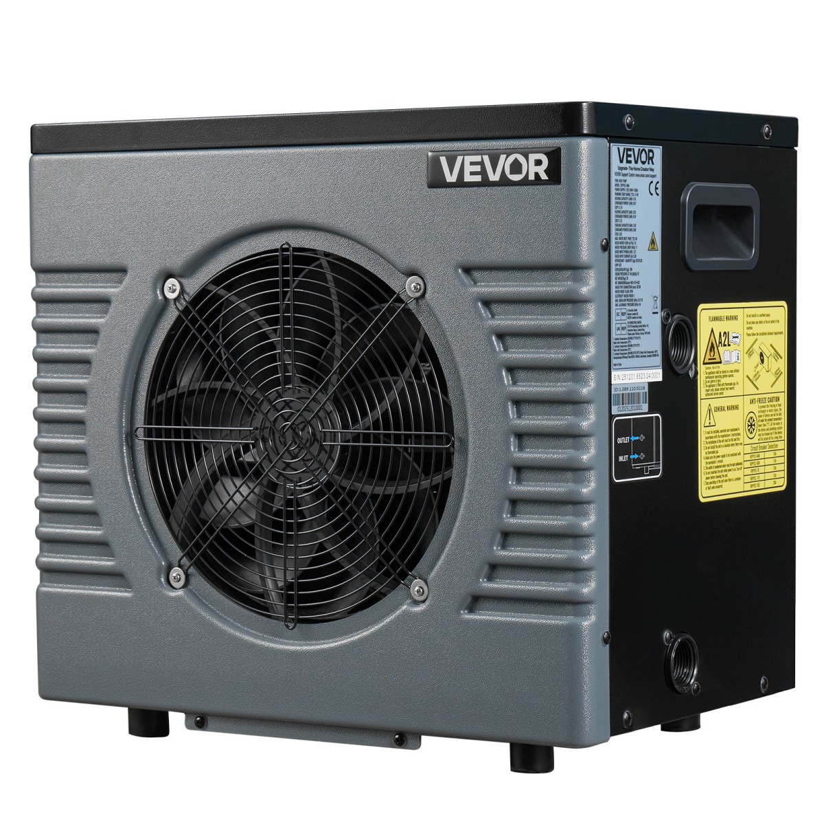 Αντλία θερμότητας πισίνας VEVOR 4920 W, Ηλεκτρικός θερμαντήρας πισίνας για πάνω από 18 m³, Max COP 5,29, Χαμηλό θόρυβο, Προστασία GFCI, 15-40 ℃ Θερμοκρασία θέρμανσης για κολύμπι και γυμναστική, 220V 50Hz