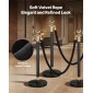 VEVOR 2 τεμ. Μαύρα βελούδινα σχοινιά Stanchion, 1,5 m Crowd Control Stanchion Μαύρα βελούδινα σχοινιά με χρυσούς γάντζους, σχοινί χαλιού Post Queue Barrier για εκδηλώσεις χαλί Κινηματογράφοι Μεγάλα εγκαίνια Ξενοδοχεία Πάρτι