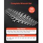 Σετ κλειδιών καστάνιας VEVOR Flex-Head, SAE και Metric, 30 τεμαχίων, 72 δοντιών, Cr-V Steel Ratchet Flexible Combined Wrench Set with Roll Up Pouch, για γενικές επισκευές οικιακής χρήσης και αυτοκινήτων, ασημί