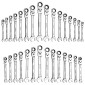 Σετ κλειδιών καστάνιας VEVOR Flex-Head, SAE και Metric, 30 τεμαχίων, 72 δοντιών, Cr-V Steel Ratchet Flexible Combined Wrench Set with Roll Up Pouch, για γενικές επισκευές οικιακής χρήσης και αυτοκινήτων, ασημί
