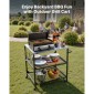 VEVOR Outdoor Grill Cart, τραπέζι ψησίματος από ανοξείδωτο ατσάλι 800 x 610 mm, Τραπέζι ψησίματος εξωτερικού χώρου με 4 ρόδες & πλαϊνή λαβή, δύο διχτυωτά ράφια, τραπέζια προετοιμασίας μπάρμπεκιου για βεράντα, κήπο