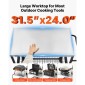 VEVOR Outdoor Grill Cart, τραπέζι ψησίματος από ανοξείδωτο ατσάλι 800 x 610 mm, Τραπέζι ψησίματος εξωτερικού χώρου με 4 ρόδες & πλαϊνή λαβή, δύο διχτυωτά ράφια, τραπέζια προετοιμασίας μπάρμπεκιου για βεράντα, κήπο