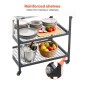 VEVOR Outdoor Grill Cart, τραπέζι ψησίματος από ανοξείδωτο ατσάλι 800 x 610 mm, Τραπέζι ψησίματος εξωτερικού χώρου με 4 ρόδες & πλαϊνή λαβή, δύο διχτυωτά ράφια, τραπέζια προετοιμασίας μπάρμπεκιου για βεράντα, κήπο
