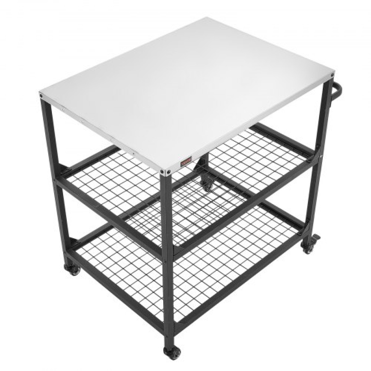 VEVOR Outdoor Grill Cart, τραπέζι ψησίματος από ανοξείδωτο ατσάλι 800 x 610 mm, Τραπέζι ψησίματος εξωτερικού χώρου με 4 ρόδες & πλαϊνή λαβή, δύο διχτυωτά ράφια, τραπέζια προετοιμασίας μπάρμπεκιου για βεράντα, κήπο