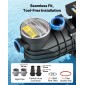 Αντλία πισίνας VEVOR Above Ground, 180W, 10.800 L/H Max Flow Αντλία πισίνας μονής ταχύτητας, AC 220-240V, 2850 RPM, Max Head Lift 8 m, με καλάθι φίλτρου & καπάκι, για πισίνες και υδρομασάζ, υδρομασάζ,