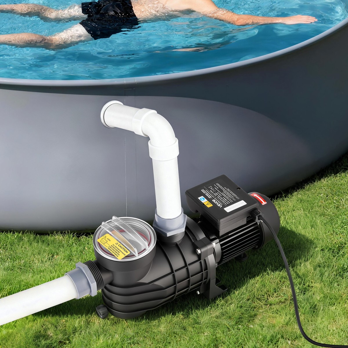 Αντλία πισίνας VEVOR Above Ground, 180W, 10.800 L/H Max Flow Αντλία πισίνας μονής ταχύτητας, AC 220-240V, 2850 RPM, Max Head Lift 8 m, με καλάθι φίλτρου & καπάκι, για πισίνες και υδρομασάζ, υδρομασάζ,