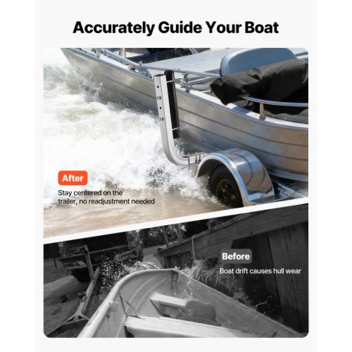 VEVOR Boat Trailer Guides, 470 mm/520 mm Height Adjustable Trailers Guide, 2PCS Thickened High-Duty Trailer Guide-Ons with Smooth Roller Guiding, για σκάφη V-Hull, Σκάφη μικρού έως μεσαίου μεγέθους