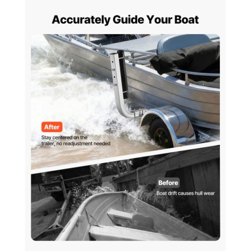 VEVOR Boat Trailer Guides, 470 mm/520 mm Height Adjustable Trailers Guide, 2PCS Thickened High-Duty Trailer Guide-Ons with Smooth Roller Guiding, για σκάφη V-Hull, Σκάφη μικρού έως μεσαίου μεγέθους