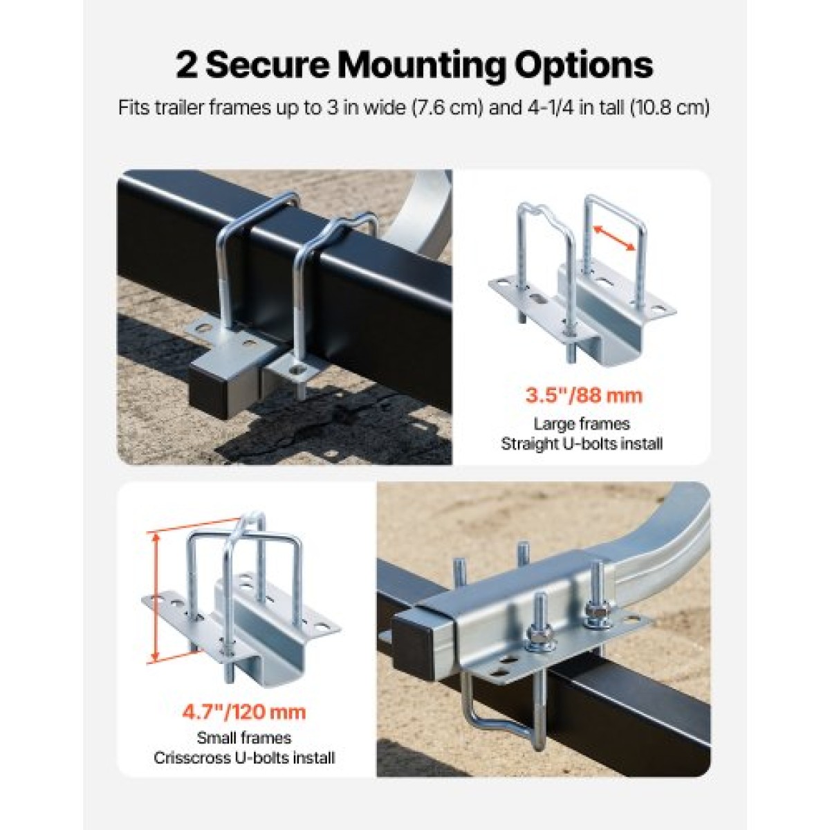 VEVOR Boat Trailer Guides, 470 mm/520 mm Height Adjustable Trailers Guide, 2PCS Thickened High-Duty Trailer Guide-Ons with Smooth Roller Guiding, για σκάφη V-Hull, Σκάφη μικρού έως μεσαίου μεγέθους