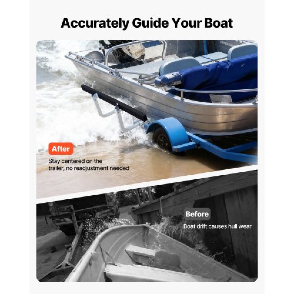 VEVOR Boat Trailer Guides, 425 mm/475 mm Height Adjustable Trailers Guide, 2PCS Thickened Steel Trailer Guide-Ons with Thick Support Pads, Fits L-Beam, Box or C-Channel Bunk-Style Pontoon Trailers