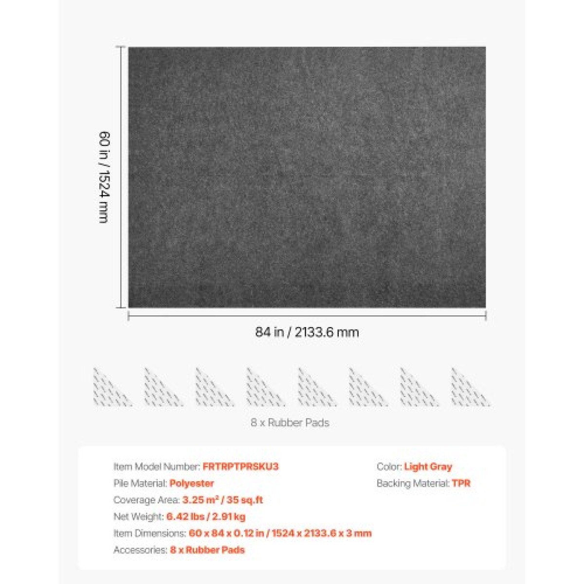 VEVOR Rug Pad 1,52 x 2,13 m, Αντιολισθητικό μαξιλάρι περιοχής χαλιού, επένδυση χαλιού με μαξιλάρι από τσόχα διπλής επιφάνειας & λαστιχένια λαβή, προστασία δαπέδου από σκληρό ξύλο για όλα τα δάπεδα, φινιρίσματα, κρατά τα χαλιά στη θέση τους