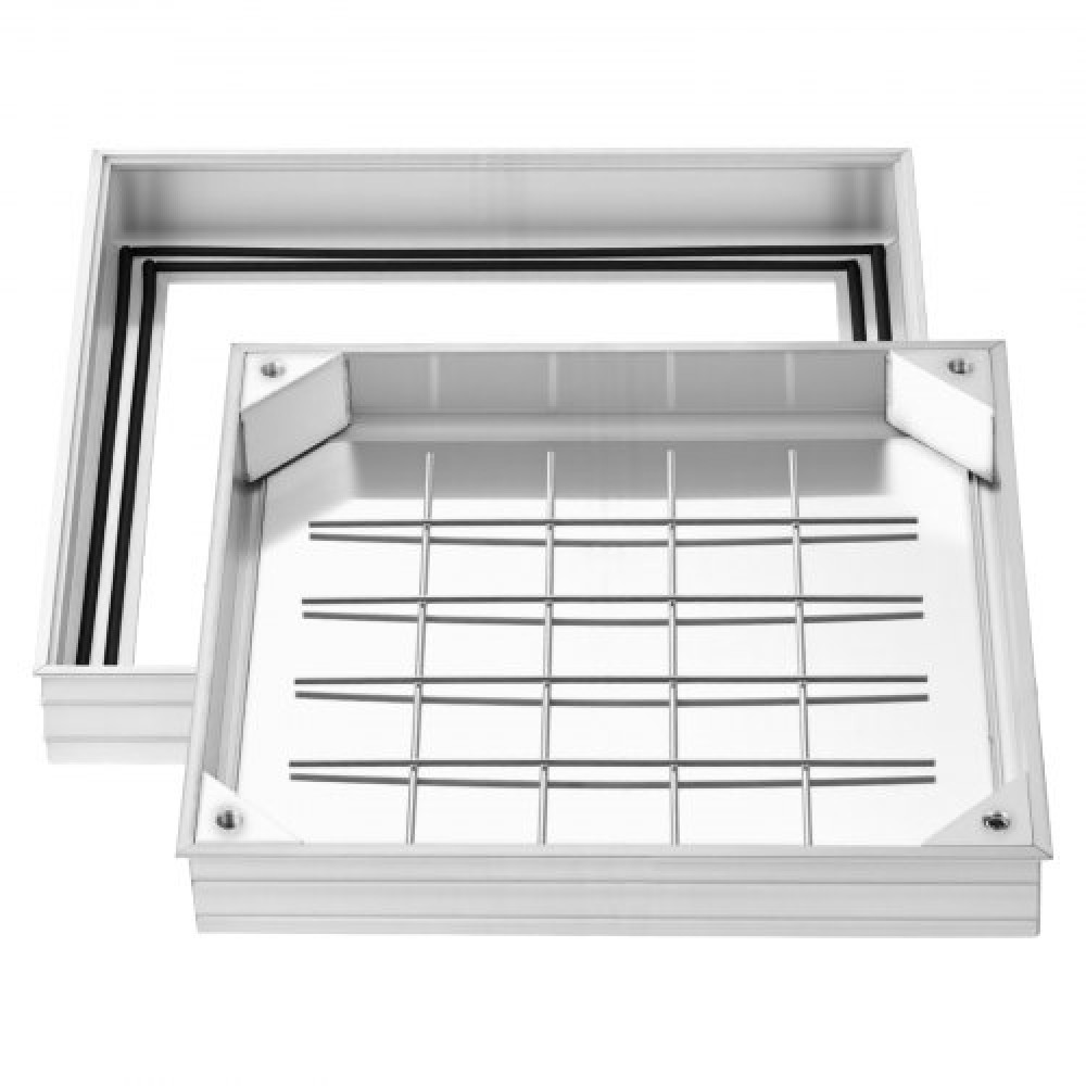 VEVOR Manhole Cover with Frame, 400 x 400mm Invisible Recessed Septic Tank Access Covers, Aluminum Alloy Embedded Drain Channel Inspection Cover for Pavements Gardens Patios
