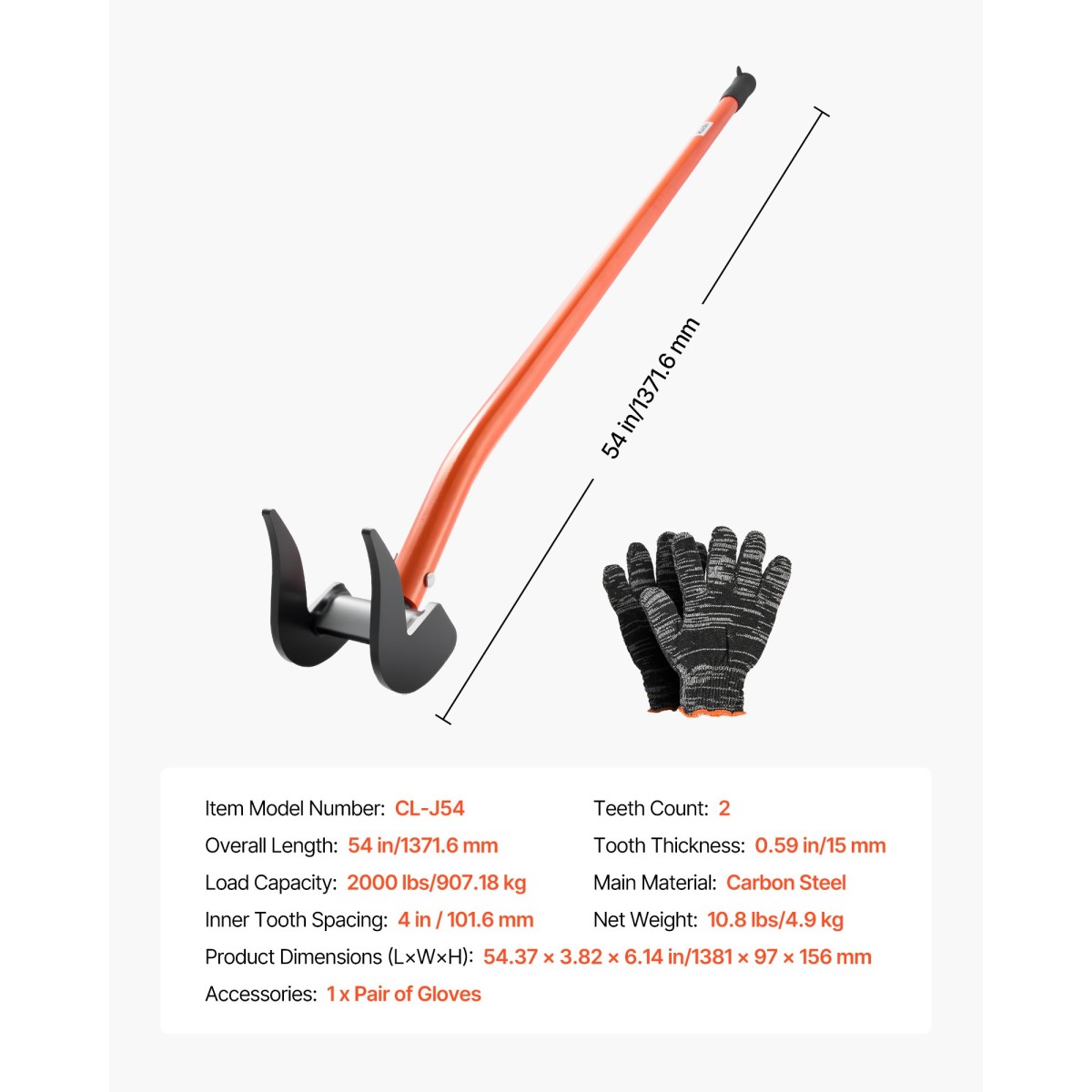 VEVOR Pallet Buster Tool, 1,27 m Carbon Steel Handle Wrecking Pry Bar, 907 kg χωρητικότητα, Εργαλείο αφαίρεσης σανίδων καταστρώματος βαρέως τύπου, μπάρα θραύσης για δάπεδα, πλαίσιο, στέγες, επένδυση, γυψοσανίδα