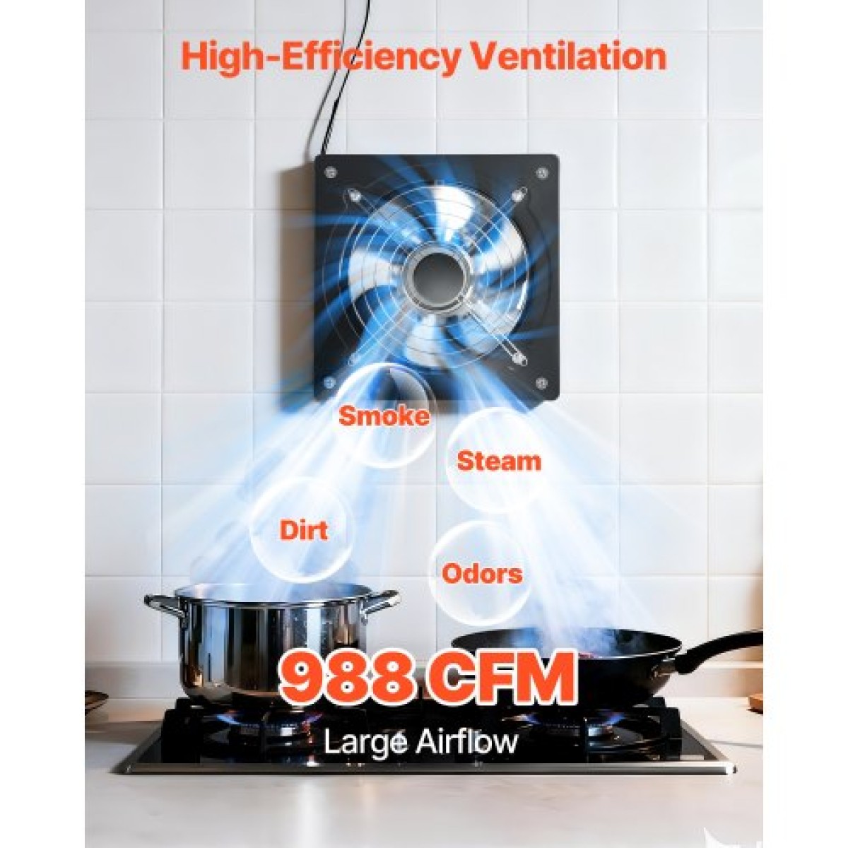 VEVOR 25,4 cm ανεμιστήρας εξάτμισης, 988 CFM ανεμιστήρας υψηλής ταχύτητας επιτοίχιας βάσης με έλεγχο ταχύτητας, χαμηλής κατανάλωσης, φορητός εξαγωγέας εξαερισμού για σοφίτα, γκαράζ, υπόγειο, εργαστήριο, κουζίνα, κοτέτσι, μαύρο