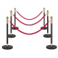 VEVOR Stanchion Post, 6 τμχ Σετ Crowd Control Barrier με Κόκκινο Χαλί, 4 Red Velvet Σχοινιά, Ανοξείδωτο Χρυσό Stanchion Post Queue με Κοίλη Βάση για Θέατρο, Πάρτυ, Γάμο, Έκθεση (Μαύρο)