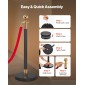 VEVOR Stanchion Post, 6 τμχ Σετ Crowd Control Barrier με Κόκκινο Χαλί, 4 Red Velvet Σχοινιά, Ανοξείδωτο Χρυσό Stanchion Post Queue με Κοίλη Βάση για Θέατρο, Πάρτυ, Γάμο, Έκθεση (Μαύρο)