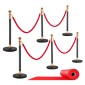 VEVOR Stanchion Post, 6 τμχ Σετ Crowd Control Barrier με Κόκκινο Χαλί, 4 Red Velvet Σχοινιά, Ανοξείδωτο Χρυσό Stanchion Post Queue με Κοίλη Βάση για Θέατρο, Πάρτυ, Γάμο, Έκθεση (Μαύρο)