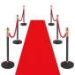 VEVOR Stanchion Post, 6 τμχ Σετ Crowd Control Barrier με Κόκκινο Χαλί, 4 Red Velvet Σχοινιά, Ανοξείδωτο Χρυσό Stanchion Post Queue με Κοίλη Βάση για Θέατρο, Πάρτυ, Γάμο, Έκθεση (Μαύρο)