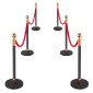 VEVOR Stanchion Post, 6 τμχ Σετ Crowd Control Barrier με Κόκκινο Χαλί, 4 Red Velvet Σχοινιά, Ανοξείδωτο Χρυσό Stanchion Post Queue με Κοίλη Βάση για Θέατρο, Πάρτυ, Γάμο, Έκθεση (Μαύρο)