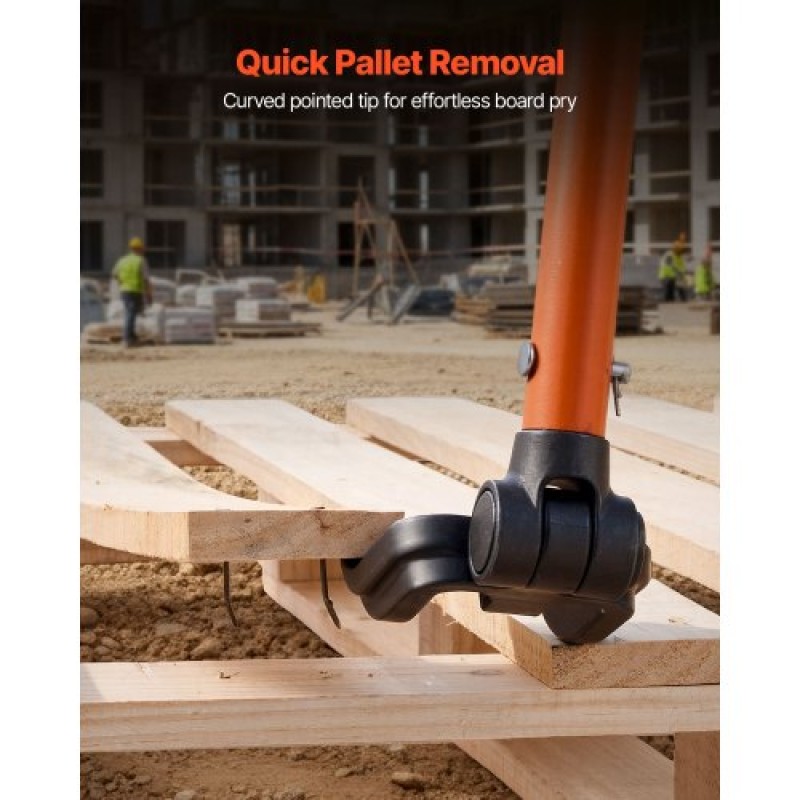 VEVOR Pallet Buster Tool, 1,1 m Carbon Steel Handle Wrecking Pry Bar, Weight Capacity 907 kg, Heavy Duty Deck Board Deck Removal Tool, Breaker Bar για δάπεδα, πλαισίωση, στέγες, επένδυση, γυψοσανίδα
