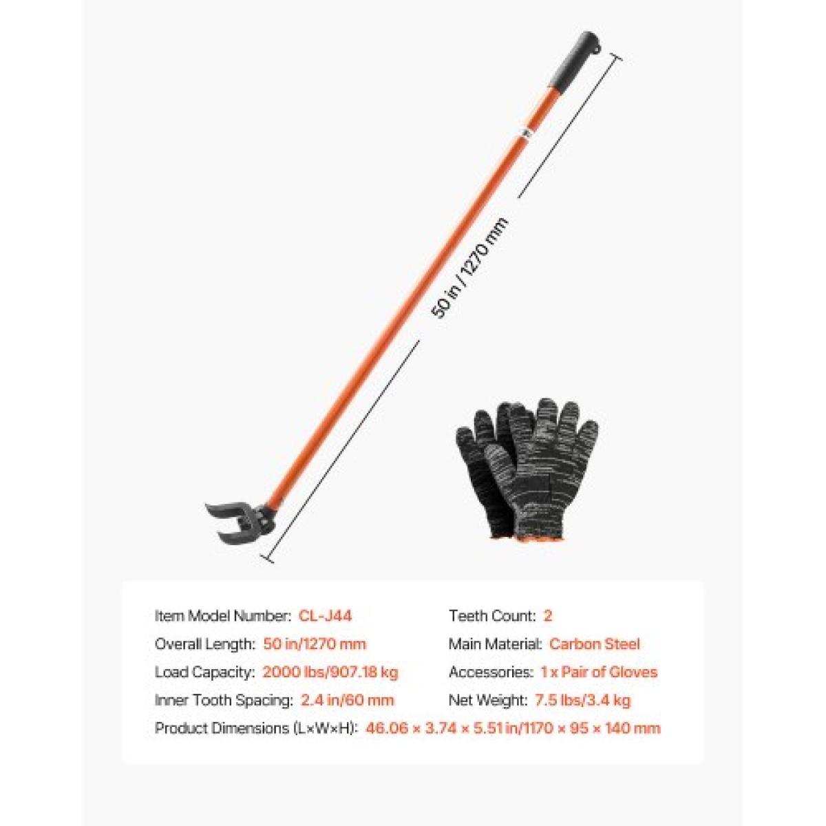 VEVOR Pallet Buster Tool, 1,1 m Carbon Steel Handle Wrecking Pry Bar, Weight Capacity 907 kg, Heavy Duty Deck Board Deck Removal Tool, Breaker Bar για δάπεδα, πλαισίωση, στέγες, επένδυση, γυψοσανίδα