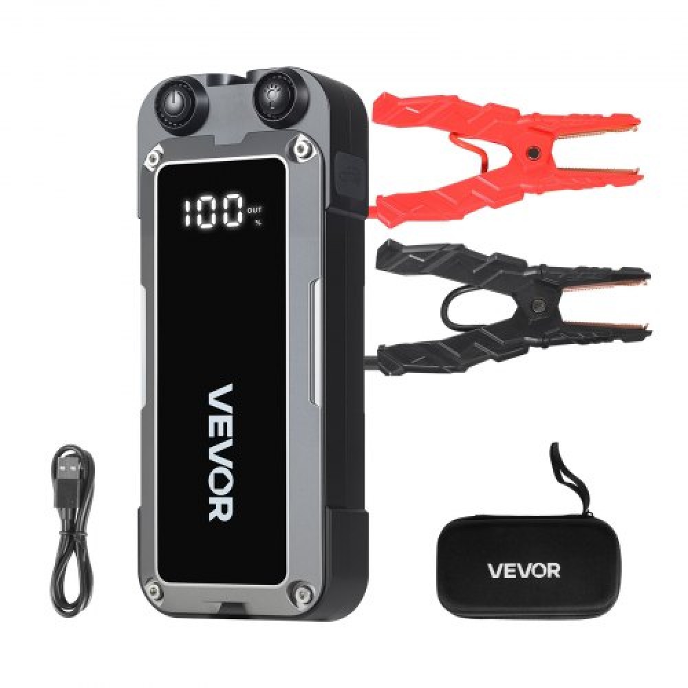 VEVOR Jump Starter, 4000A Peak, Car Jumper Starter Battery Pack, φορητό 12V Booster μπαταρίας λιθίου, Jump Box Power Bank με φακό 3 λειτουργιών και καλώδιο Jumper, για κινητήρες αερίου 10L και 8L Diesel