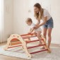 VEVOR Pikler Triangle Set, 9 σε 1 Toddler Climbing Toys Indoor, με 2 Ξύλινα Αυτοκίνητα, Μαξιλάρι, Τρίγωνο, Αψίδα και Ράμπα, Φορτίο 68 κιλών, Πτυσσόμενο Σετ αναρρίχησης Montessori για νήπια και παιδιά, πορτοκαλί