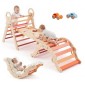 VEVOR Pikler Triangle Set, 9 σε 1 Toddler Climbing Toys Indoor, με 2 Ξύλινα Αυτοκίνητα, Μαξιλάρι, Τρίγωνο, Αψίδα και Ράμπα, Φορτίο 68 κιλών, Πτυσσόμενο Σετ αναρρίχησης Montessori για νήπια και παιδιά, πορτοκαλί