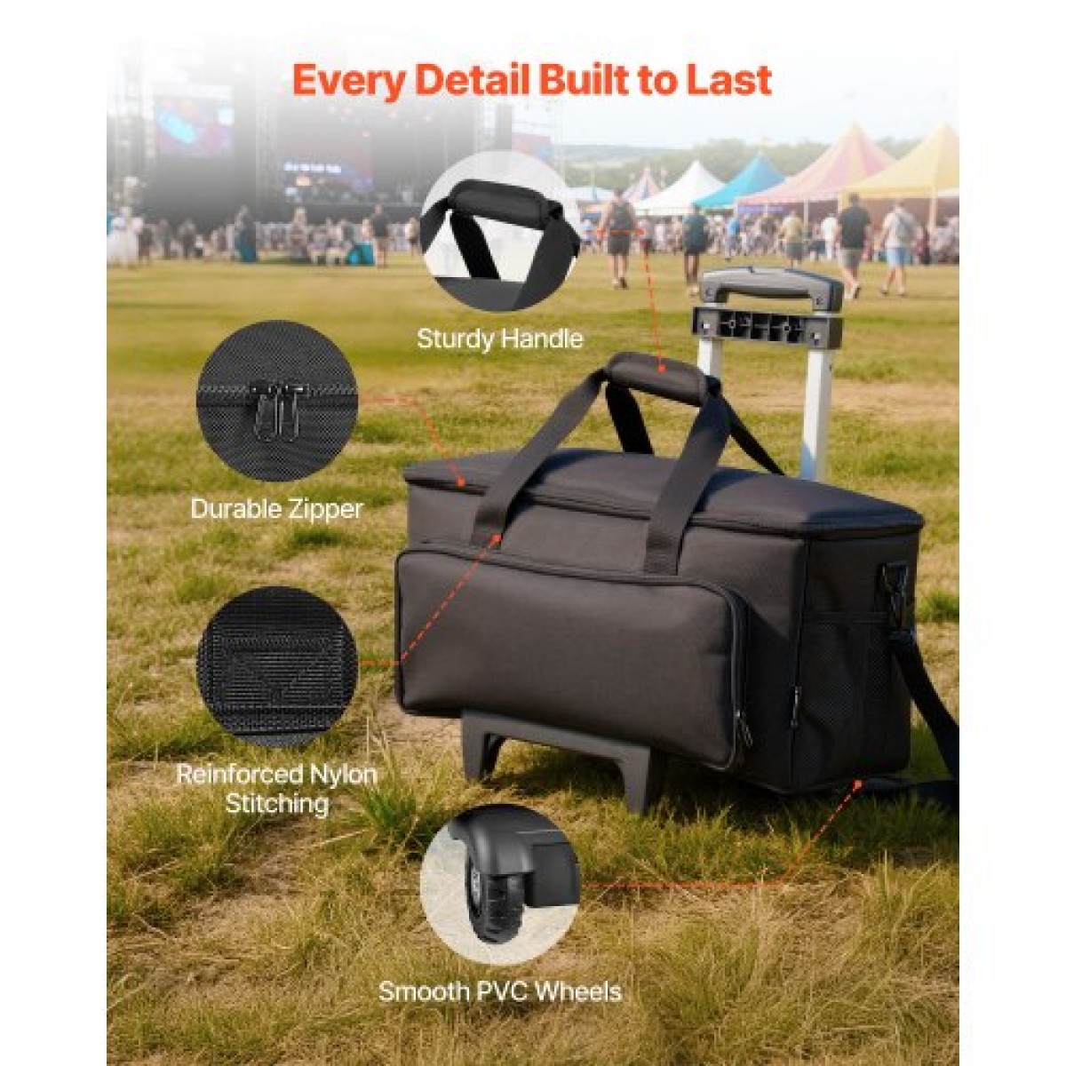 Τσάντα καλωδίου VEVOR Rolling DJ, 1680D, Επενδυμένη τσάντα Gig File με ρόδες, 6 αποσπώμενο διαχωριστικό, Θήκη αποθήκευσης μουσικής ταξιδιού, για επαγγελματικό εξοπλισμό DJ, μουσικά όργανα και αξεσουάρ, εξοπλισμός ήχου
