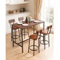 VEVOR Table Bar, 5PCS 1193,8mm Bars Σετ Τραπεζών, Σετ Τραπέζια και Καρέκλες Μπαρ με Σχέδιο Στρογγυλεμένων άκρων, Ορθογώνιο Τραπέζι Παμπ με Τέσσερα Σκαμπό για Σαλόνι, Τραπεζαρία, Κουζίνα, Χρώμα Καρυδιά, Μαύρο