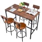 VEVOR Table Bar, 5PCS 1193,8mm Bars Σετ Τραπεζών, Σετ Τραπέζια και Καρέκλες Μπαρ με Σχέδιο Στρογγυλεμένων άκρων, Ορθογώνιο Τραπέζι Παμπ με Τέσσερα Σκαμπό για Σαλόνι, Τραπεζαρία, Κουζίνα, Χρώμα Καρυδιά, Μαύρο