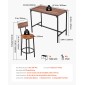 VEVOR Table Bar, 5PCS 1193,8mm Bars Σετ Τραπεζών, Σετ Τραπέζια και Καρέκλες Μπαρ με Σχέδιο Στρογγυλεμένων άκρων, Ορθογώνιο Τραπέζι Παμπ με Τέσσερα Σκαμπό για Σαλόνι, Τραπεζαρία, Κουζίνα, Χρώμα Καρυδιά, Μαύρο