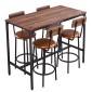 VEVOR Table Bar, 5PCS 1193,8mm Bars Σετ Τραπεζών, Σετ Τραπέζια και Καρέκλες Μπαρ με Σχέδιο Στρογγυλεμένων άκρων, Ορθογώνιο Τραπέζι Παμπ με Τέσσερα Σκαμπό για Σαλόνι, Τραπεζαρία, Κουζίνα, Χρώμα Καρυδιά, Μαύρο