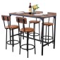 VEVOR Table Bar, 5PCS 1193,8mm Bars Σετ Τραπεζών, Σετ Τραπέζια και Καρέκλες Μπαρ με Σχέδιο Στρογγυλεμένων άκρων, Ορθογώνιο Τραπέζι Παμπ με Τέσσερα Σκαμπό για Σαλόνι, Τραπεζαρία, Κουζίνα, Χρώμα Καρυδιά, Μαύρο