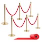 VEVOR Stanchion Post, 6 τμχ Σετ Crowd Control Barrier με Κόκκινο Χαλί, 4 Red Velvet Σχοινιά, Ανοξείδωτο Χρυσό Stanchion Post Queue με Κοίλη Βάση για Θέατρο, Πάρτυ, Γάμο, Έκθεση (Χρυσός)