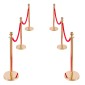 VEVOR Stanchion Post, 6 τμχ Σετ Crowd Control Barrier με Κόκκινο Χαλί, 4 Red Velvet Σχοινιά, Ανοξείδωτο Χρυσό Stanchion Post Queue με Κοίλη Βάση για Θέατρο, Πάρτυ, Γάμο, Έκθεση (Χρυσός)