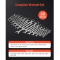 Σετ γαλλικών κλειδιών VEVOR, 26 τεμαχίων SAE και Metric, 72 δόντια, Σετ κλειδιών με καστάνια από ατσάλι Cr-V, με ράφι Organizer, ανοιχτό άκρο, ετικέτες καθαρού μεγέθους, για γενικά νοικοκυριά, επισκευές αυτοκινήτων, ασήμι