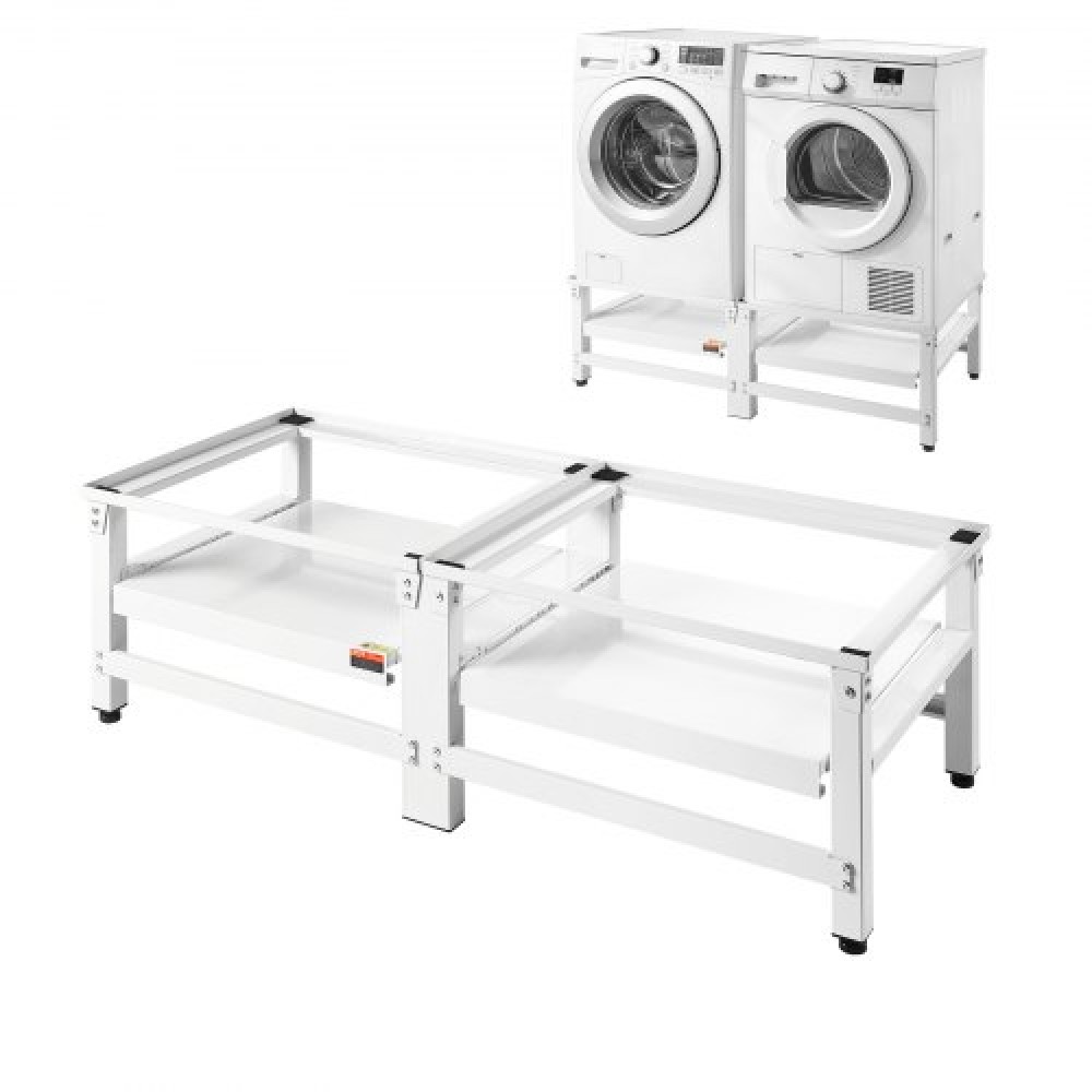 VEVOR Laundry Pedestal, 355 mm Height, Washer and Dryer Pedestals with Pull-out Tray, 318 kg Weight Load Capacity, Non-Slip Feet, Heavy-duty Steel Washing Machine Stand Universal Fit, White, 2 Pack