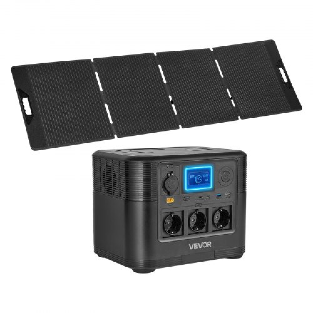 Φορητός σταθμός VEVOR με ηλιακό πάνελ 200 W, ηλιακός σταθμός παραγωγής ενέργειας 1200 W, εφεδρική μπαταρία LiFePO4 806 Wh με 9 θύρες εξόδου για έκτακτη ανάγκη στο σπίτι, υπαίθριο κάμπινγκ, ταξίδια με RV